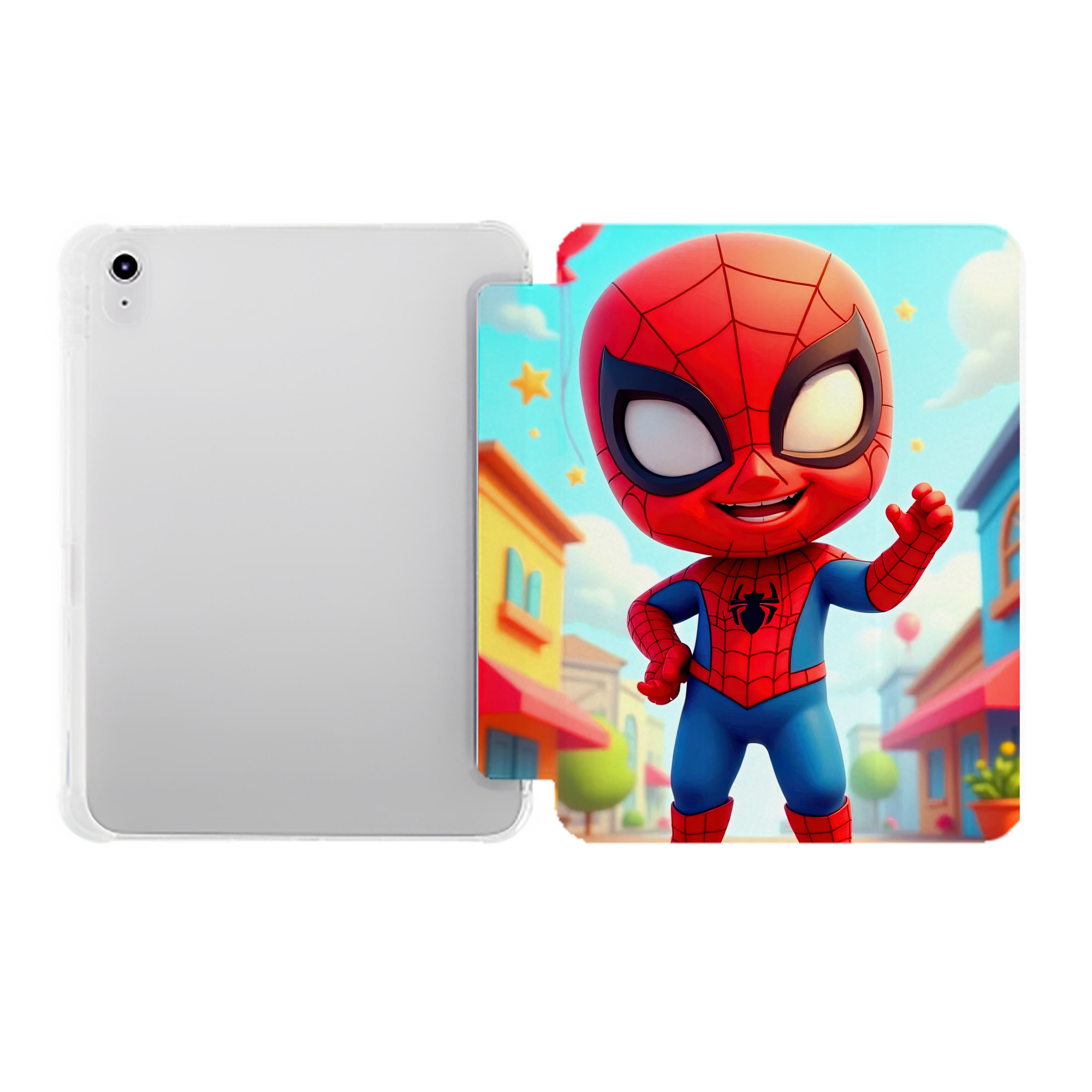 （画像用） Spider Man スパイダーマン IPad ケース ペン収納付き 三つ折りスタンド PUレザー×シリコン 対応機種9.5/10.5/10.9インチ